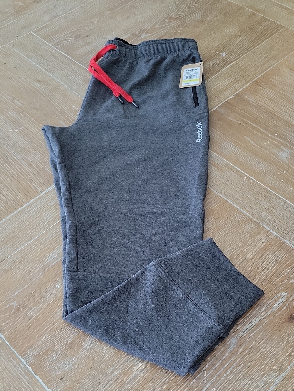 REEBOK Men's Slim Charcoal Heather Gray Double Time Jogger Pants Large NWT